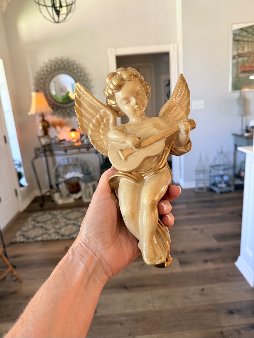 1960’s Gold and Cream Plaster Angel Cherub Wall Art Sculpture Plaque - Picture 14 of 15